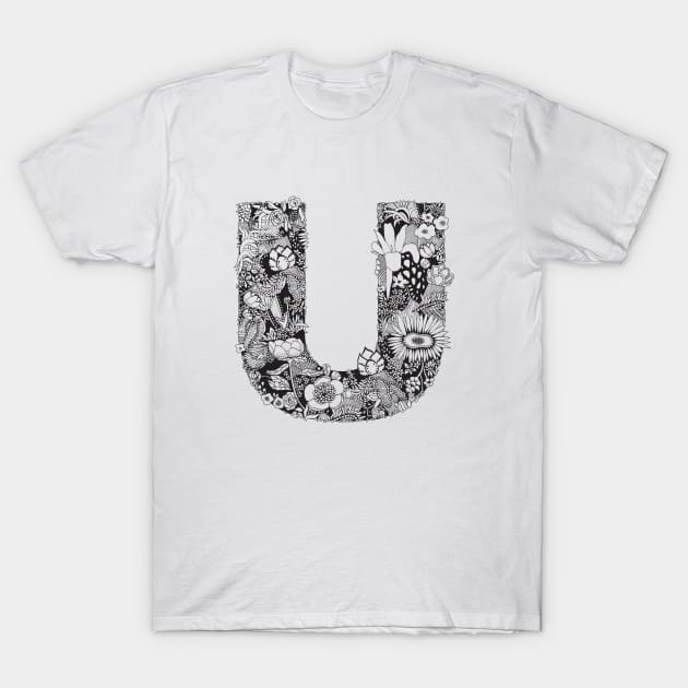 Floral Letter U T-Shirt by HayleyLaurenDesign